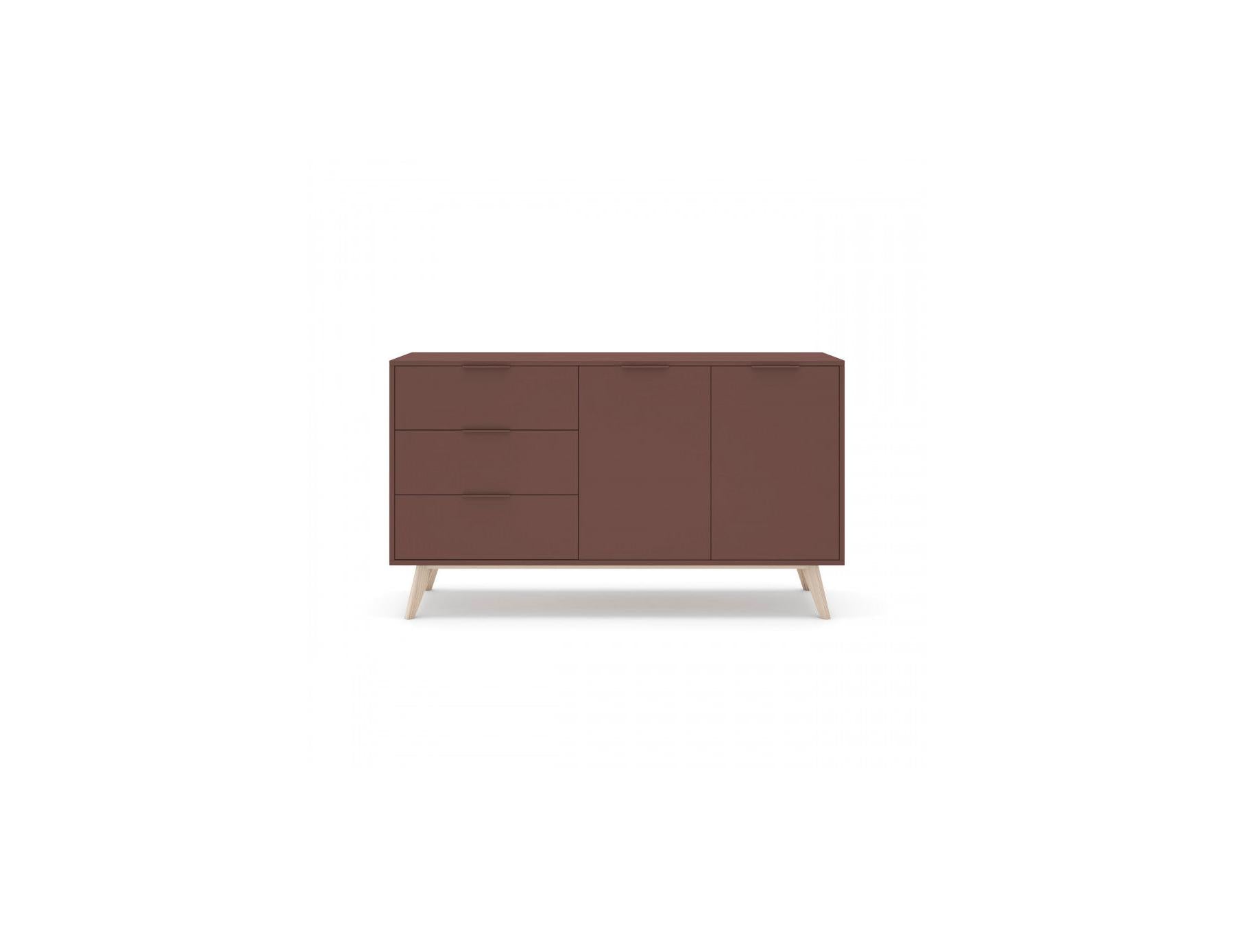 Capus - Buffet 2 Portes 3 Tiroirs 140 Cm Pin Laqué Terracotta