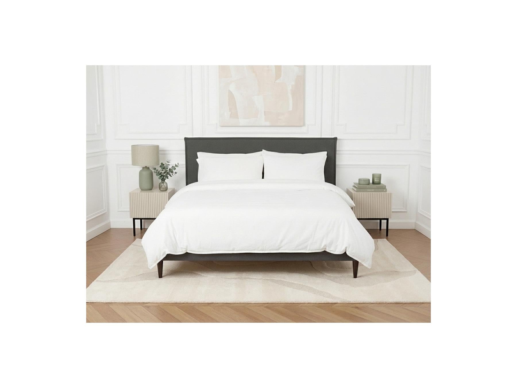 Sary - Cama con lamas macizas - Patas de madera de wengué