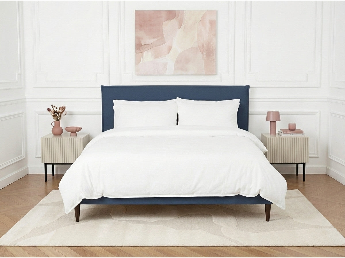 Sary - Cama con lamas macizas - Patas de madera de wengué