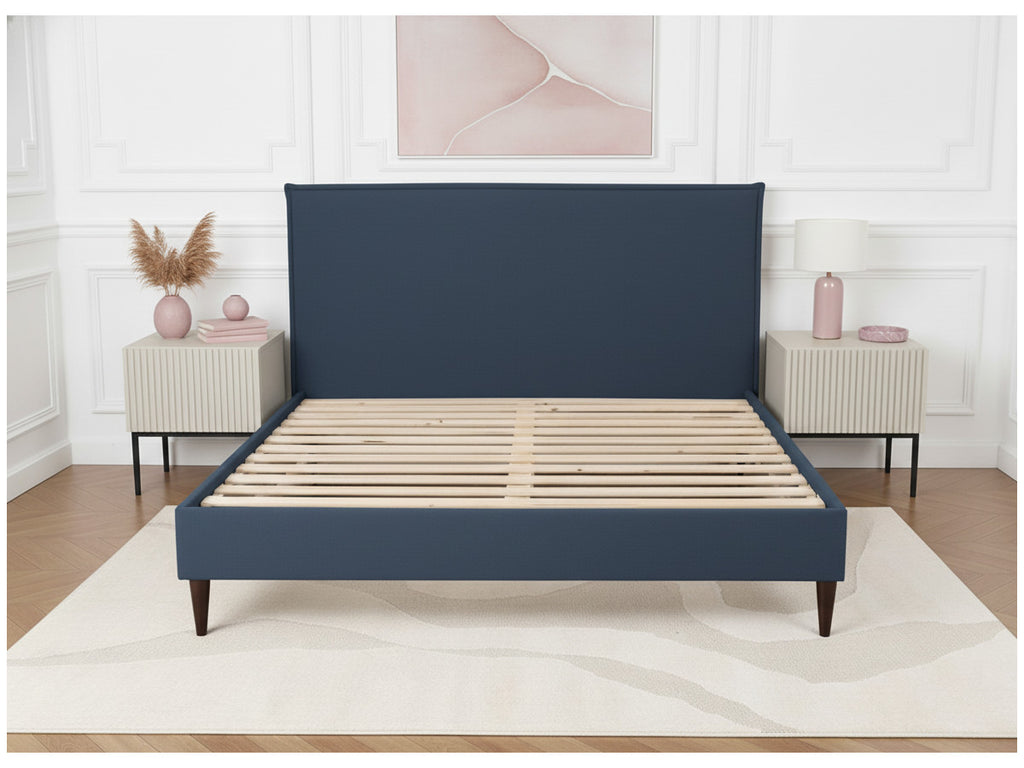 Sary - Cama con lamas macizas - Patas de madera de wengué