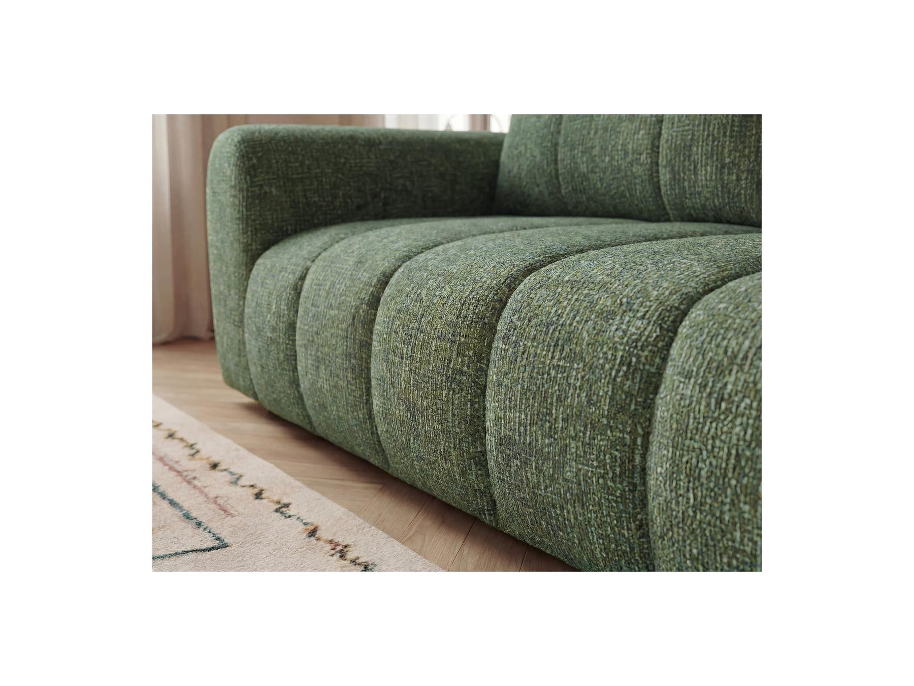 Nesty - Fixed Straight 3-Seater Sofa - Mottled Fabric