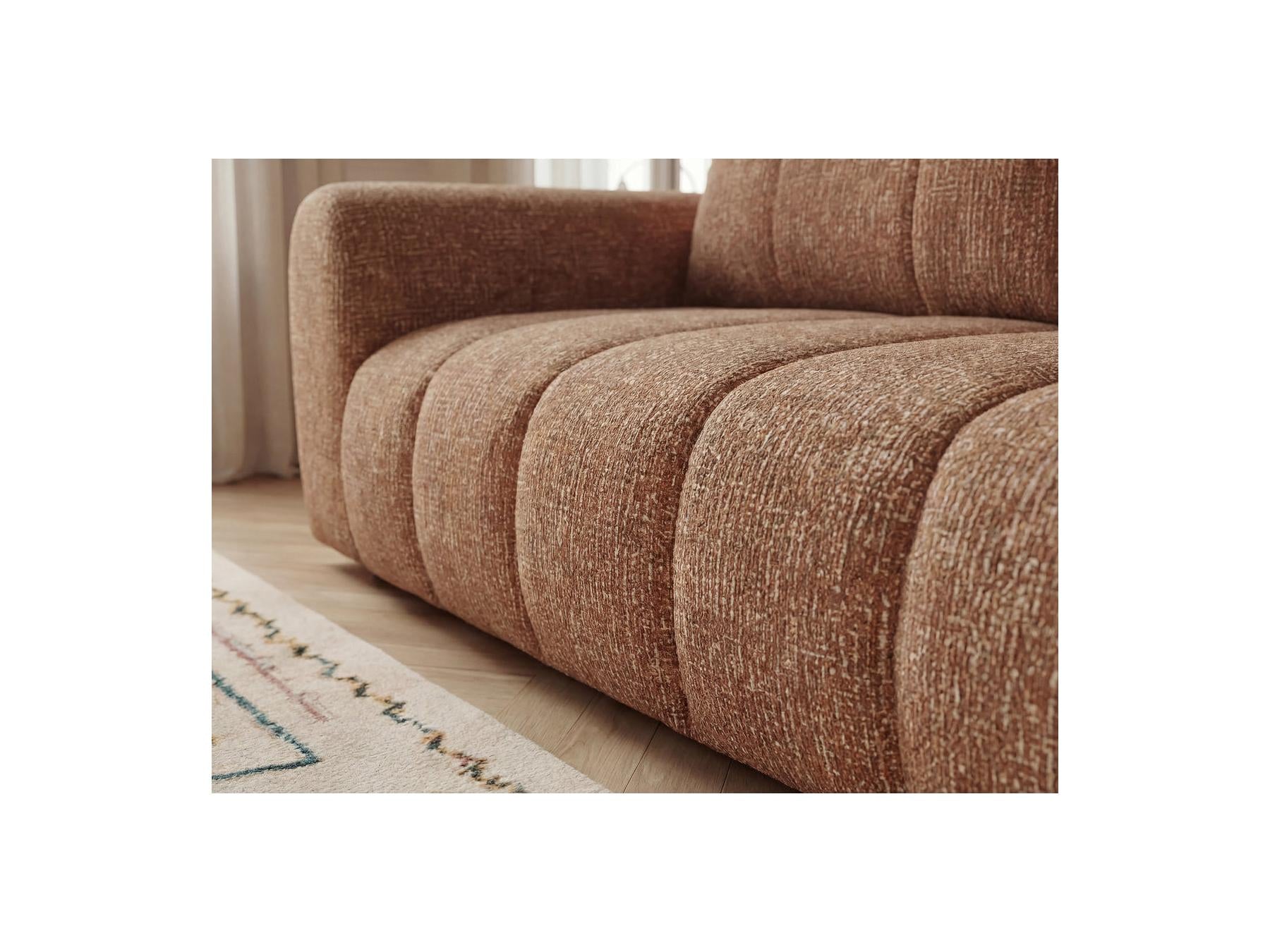 Nesty - Fixed Straight 3-Seater Sofa - Mottled Fabric