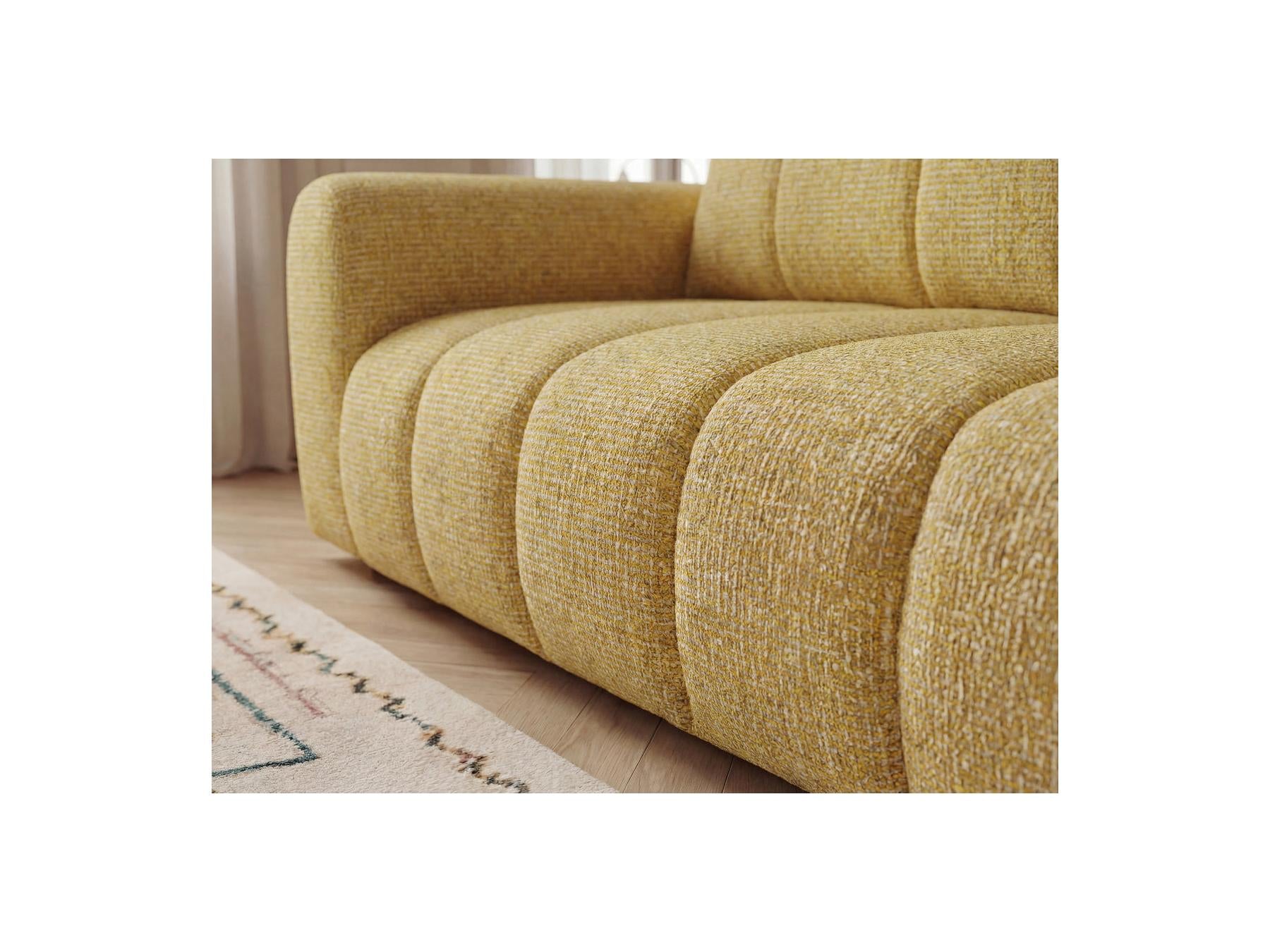 Nesty - Fixed Straight 3-Seater Sofa - Mottled Fabric