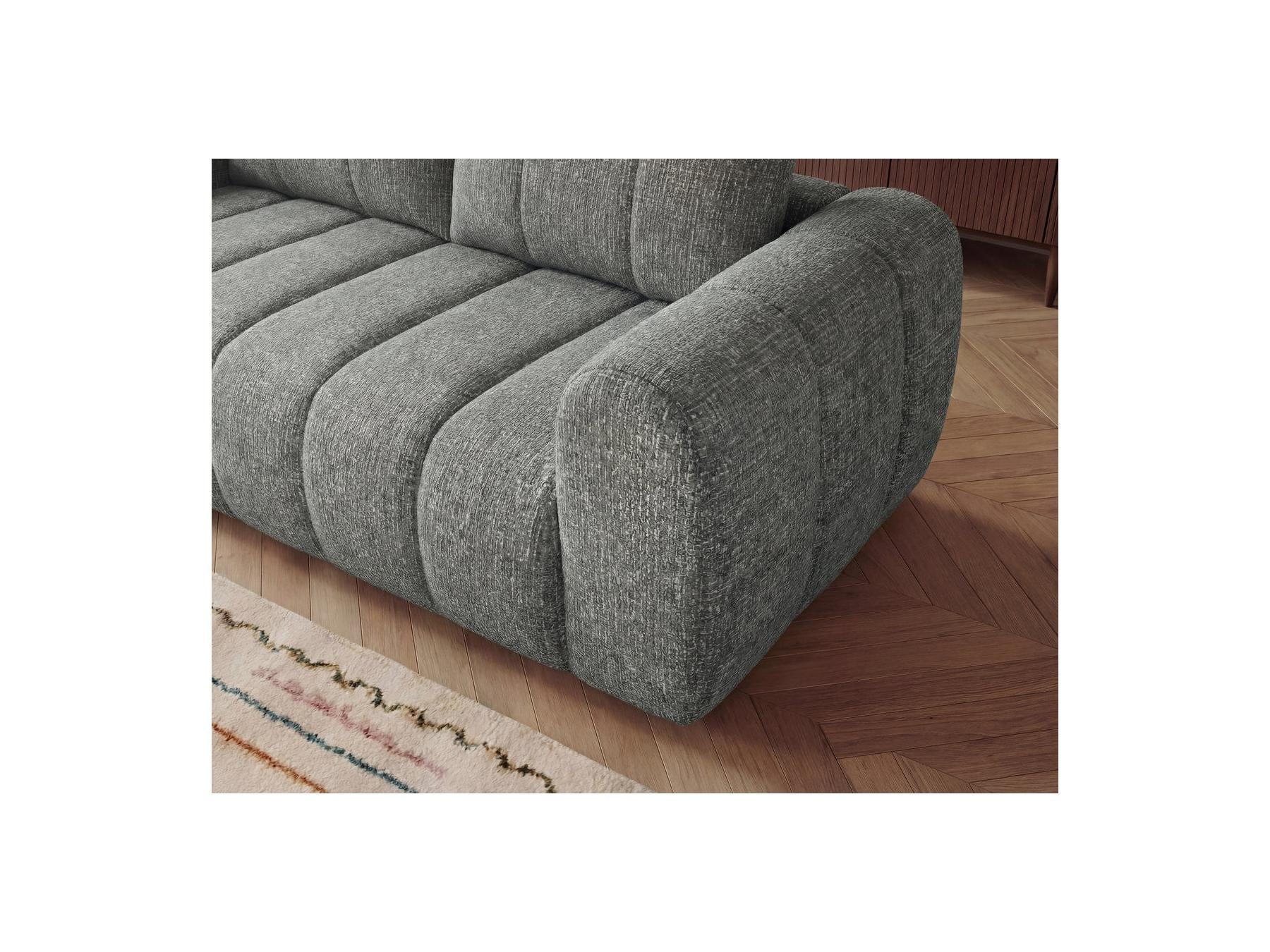 Nesty - Fixed Straight 3-Seater Sofa - Mottled Fabric