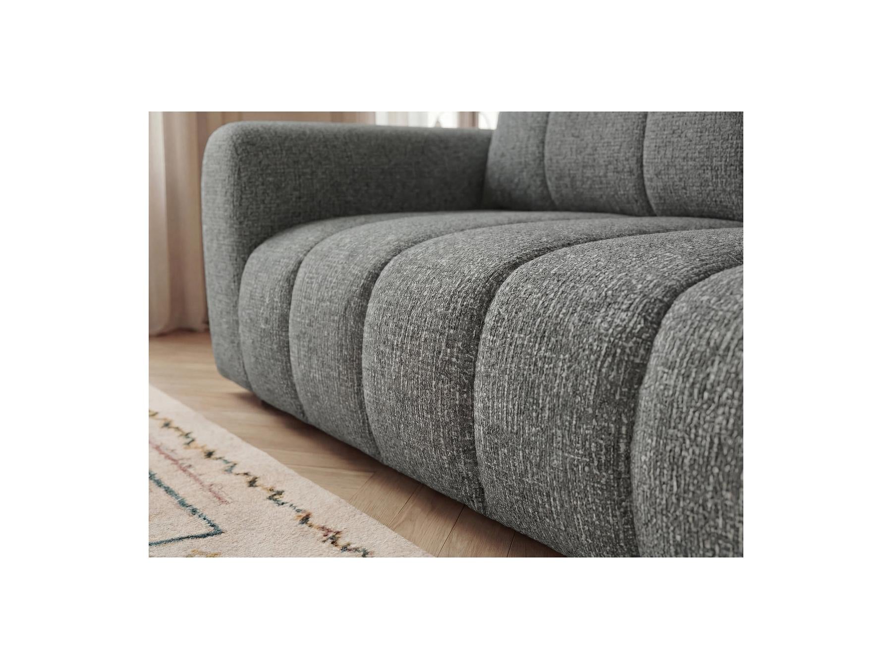 Nesty - Fixed Straight 3-Seater Sofa - Mottled Fabric