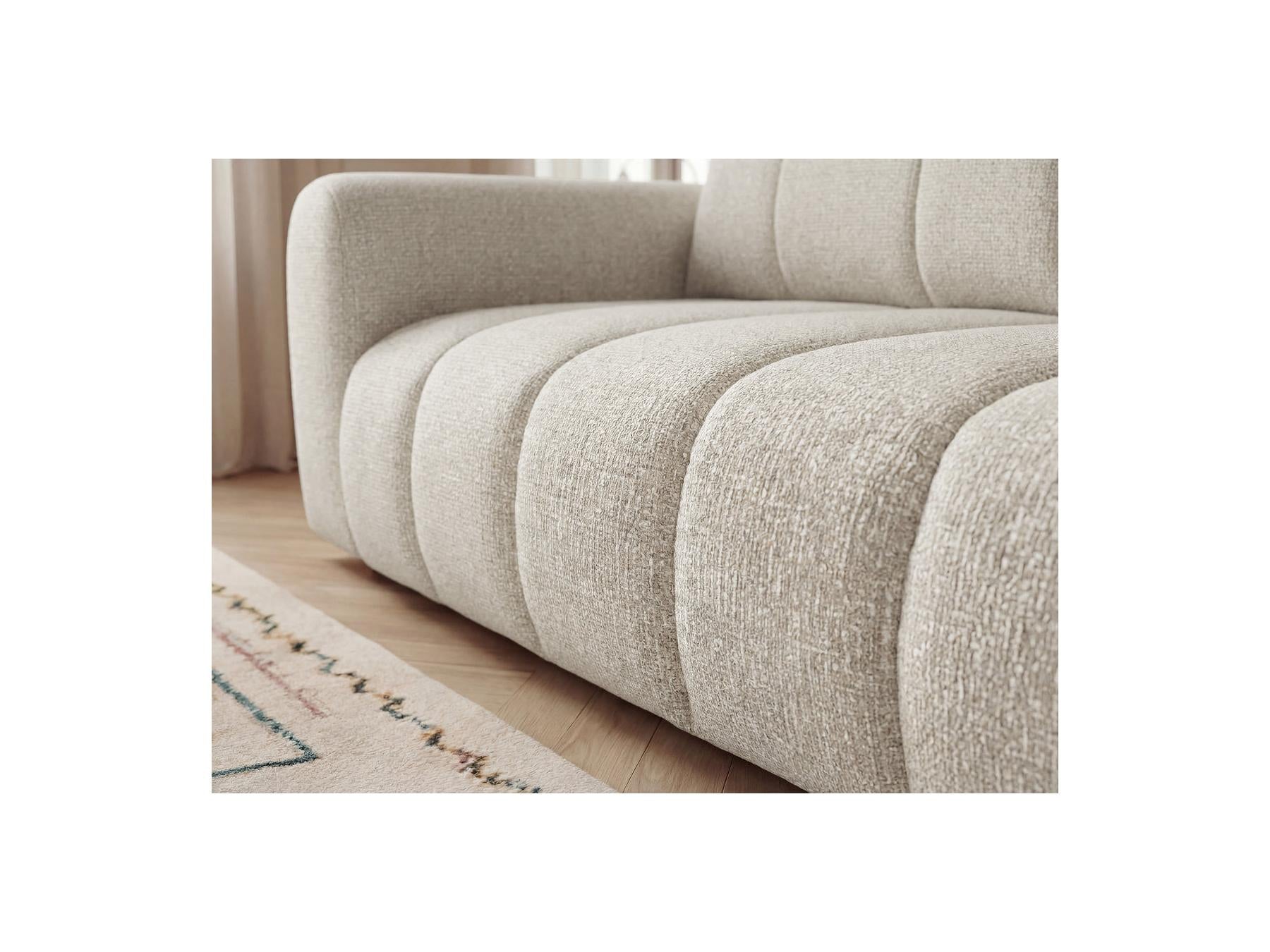 Nesty - Fixed Straight 3-Seater Sofa - Mottled Fabric