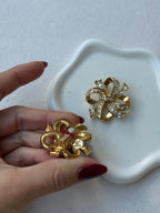 Boucles D’Oreilles Kenneth Jay Lane Vintage - Noeuds Pavés Dorés
