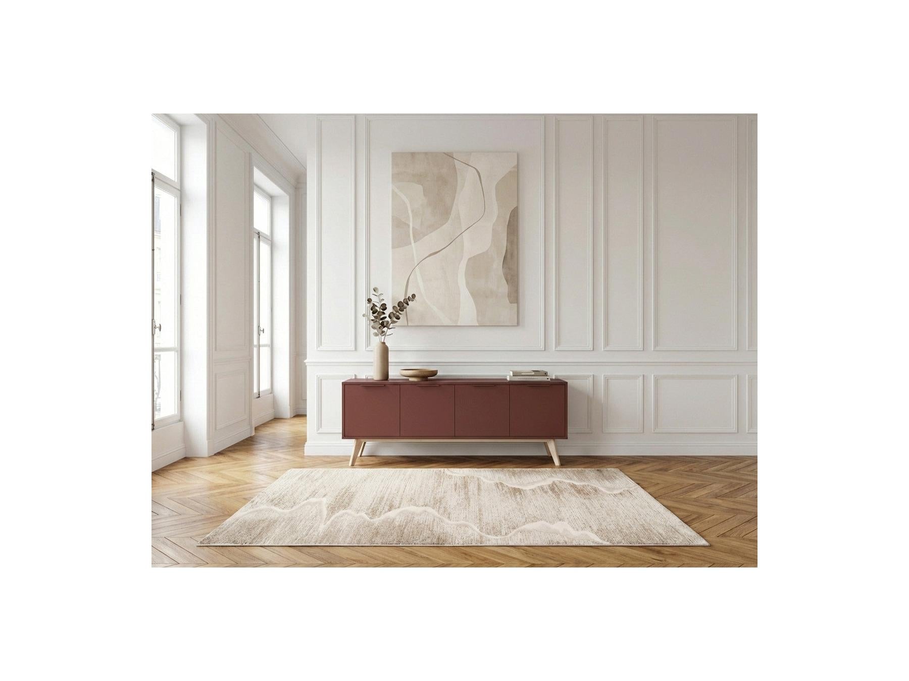 4-Door Capus Lacquered Pine TV Unit Terracotta