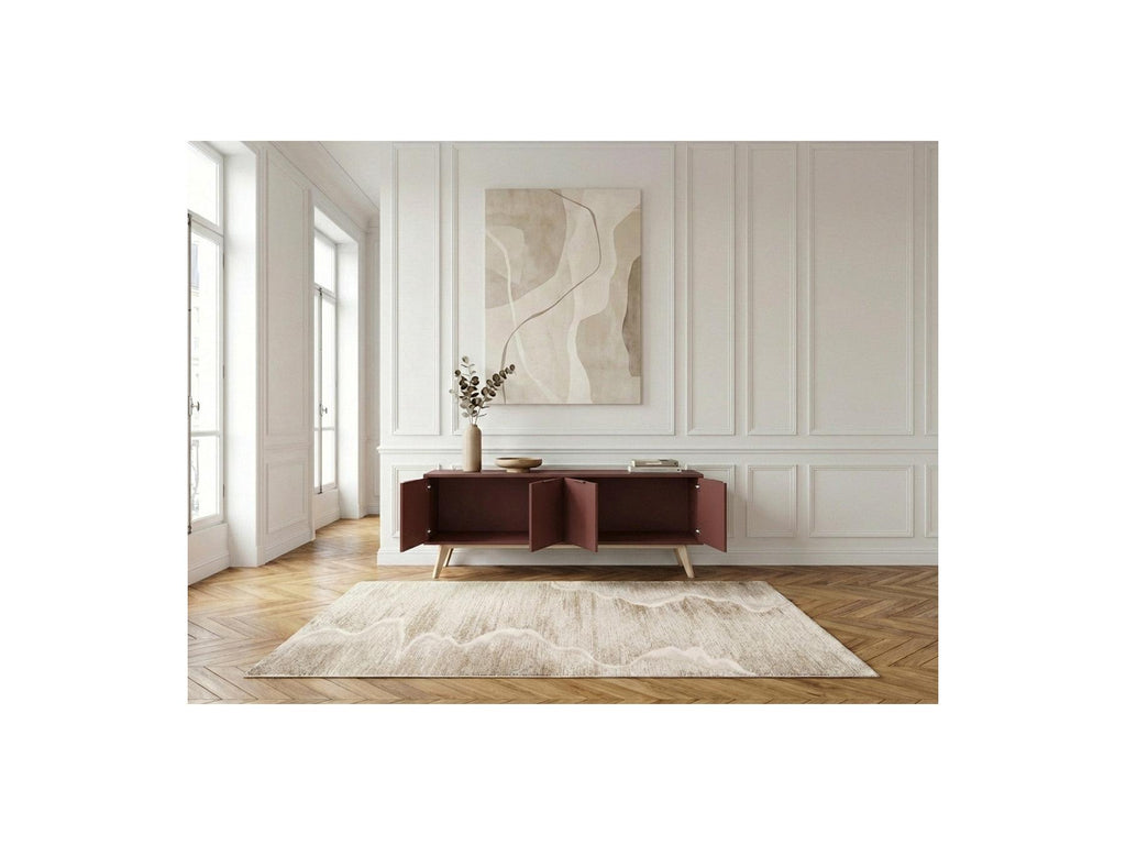 4-Door Capus Lacquered Pine TV Unit Terracotta