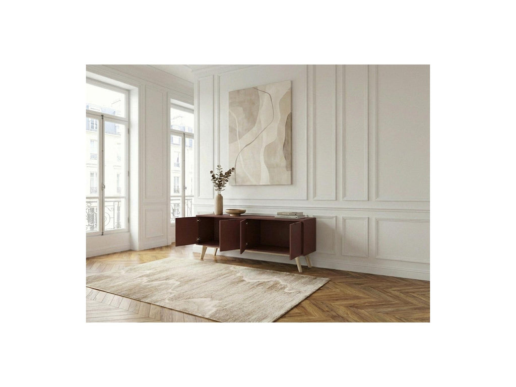 4-Door Capus Lacquered Pine TV Unit Terracotta