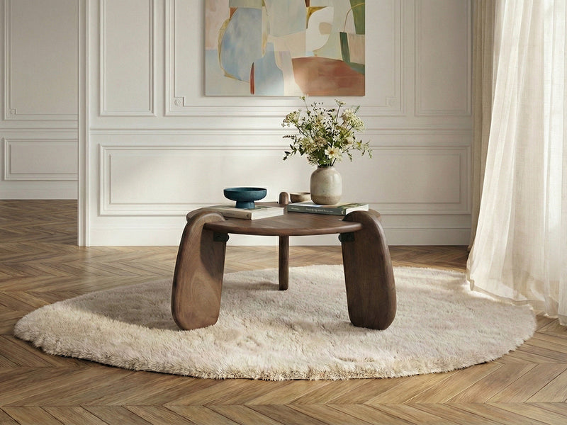 Helio - Table Basse Ronde Helio Bois Massif De Manguier