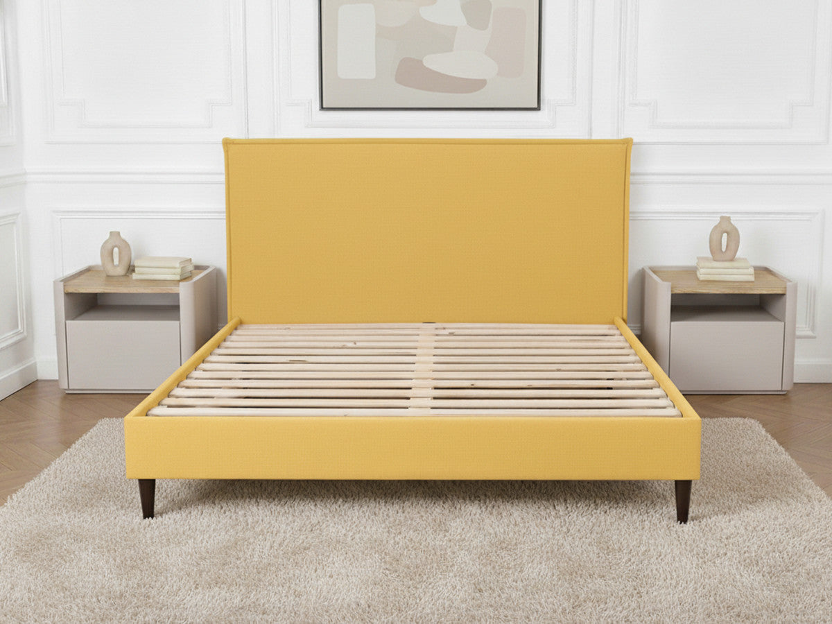 Sary - Cama con lamas macizas - Patas de madera de wengué