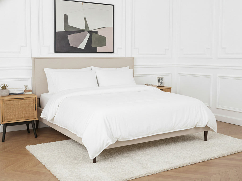 Sary - Cama con lamas macizas - Patas de madera de wengué