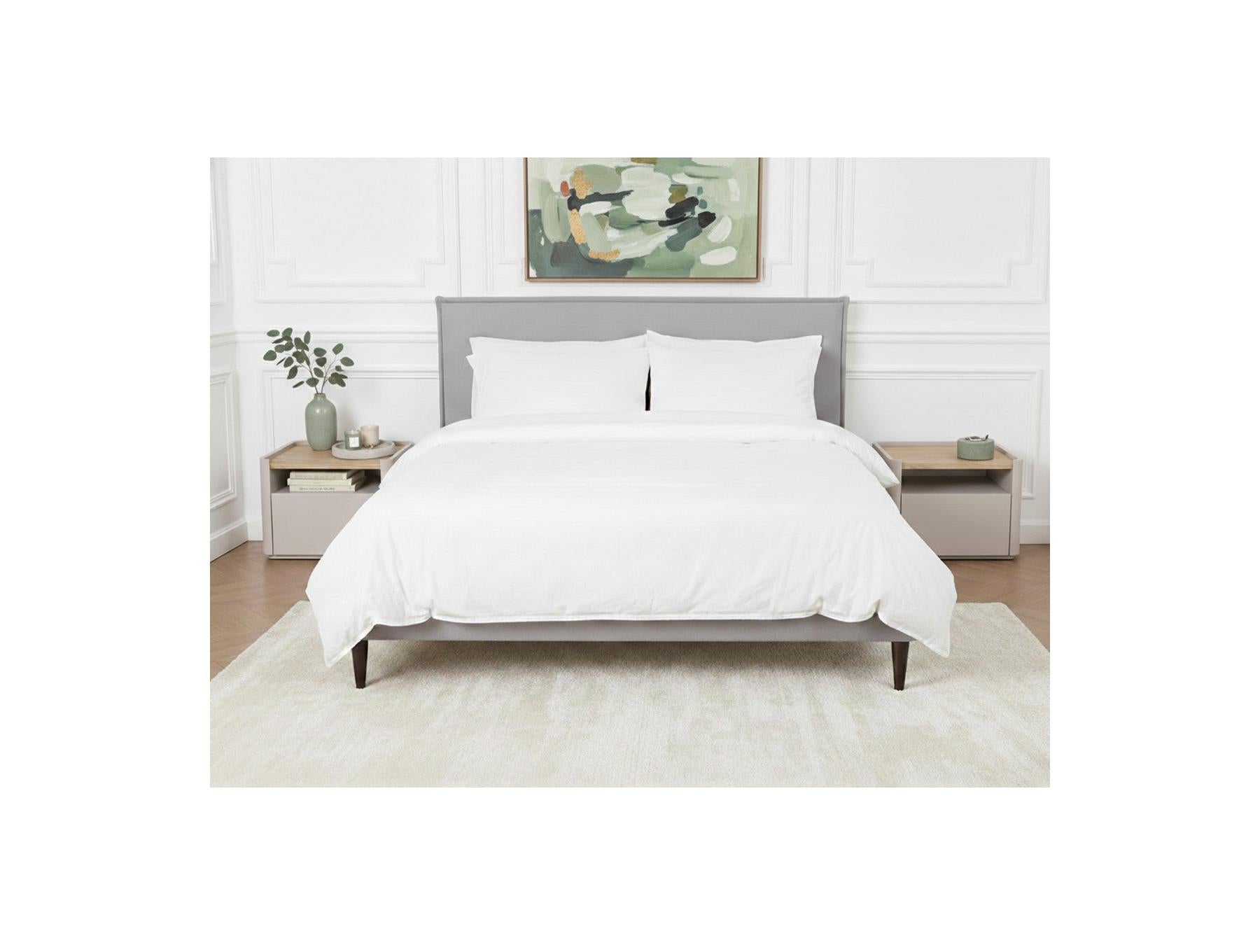 Sary - Cama con lamas macizas - Patas de madera de wengué