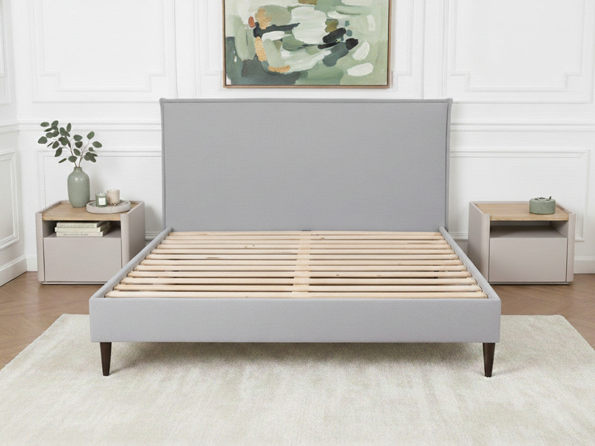Sary - Cama con lamas macizas - Patas de madera de wengué