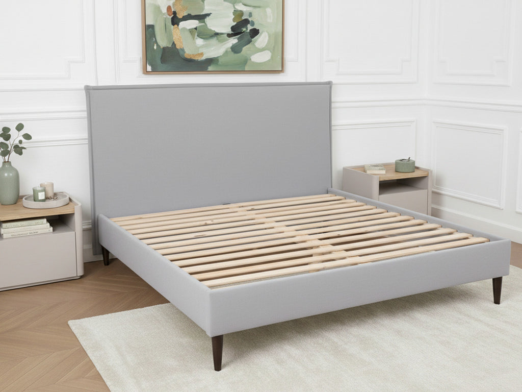 Sary - Cama con lamas macizas - Patas de madera de wengué
