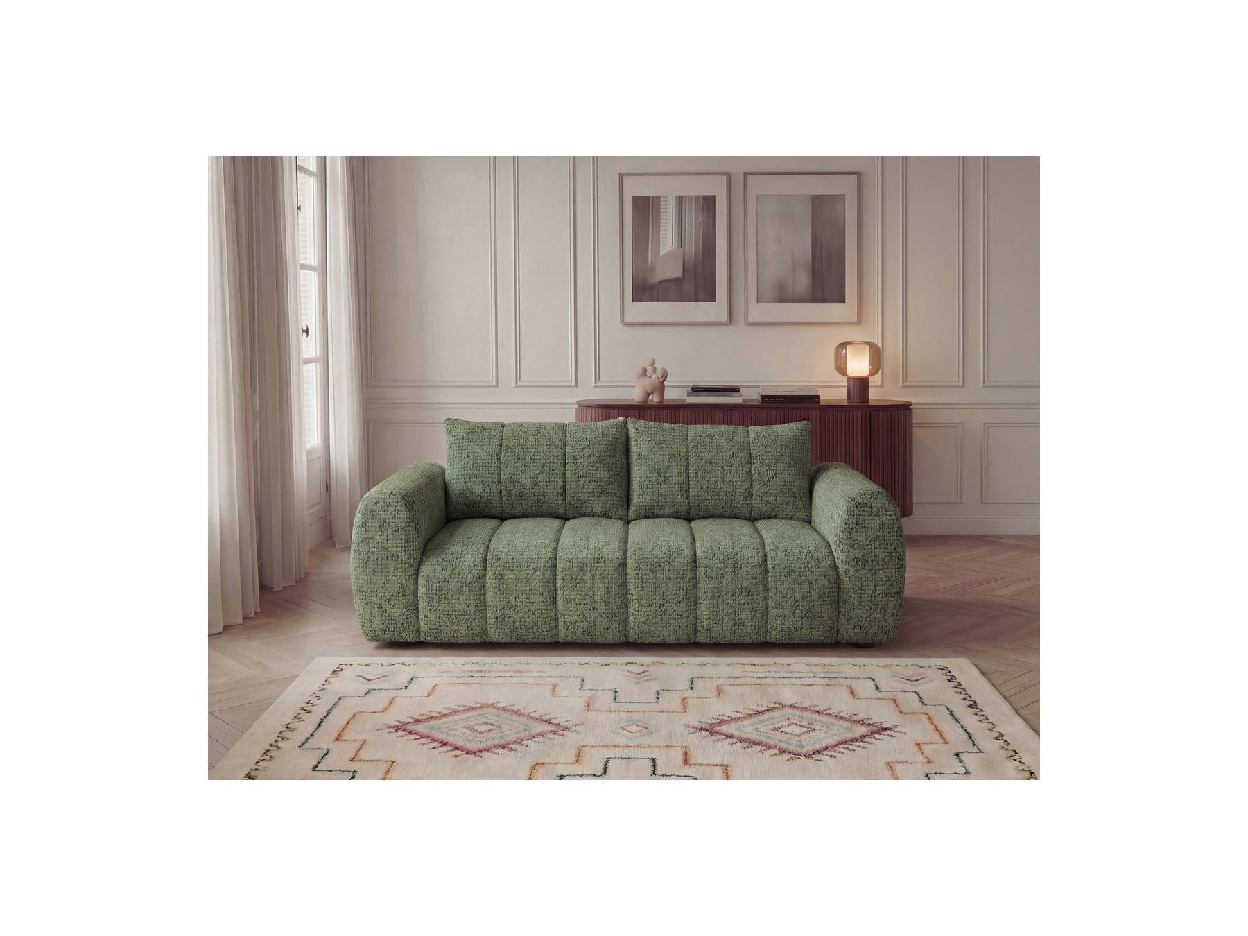Nesty - Fixed Straight 3-Seater Sofa - Mottled Fabric