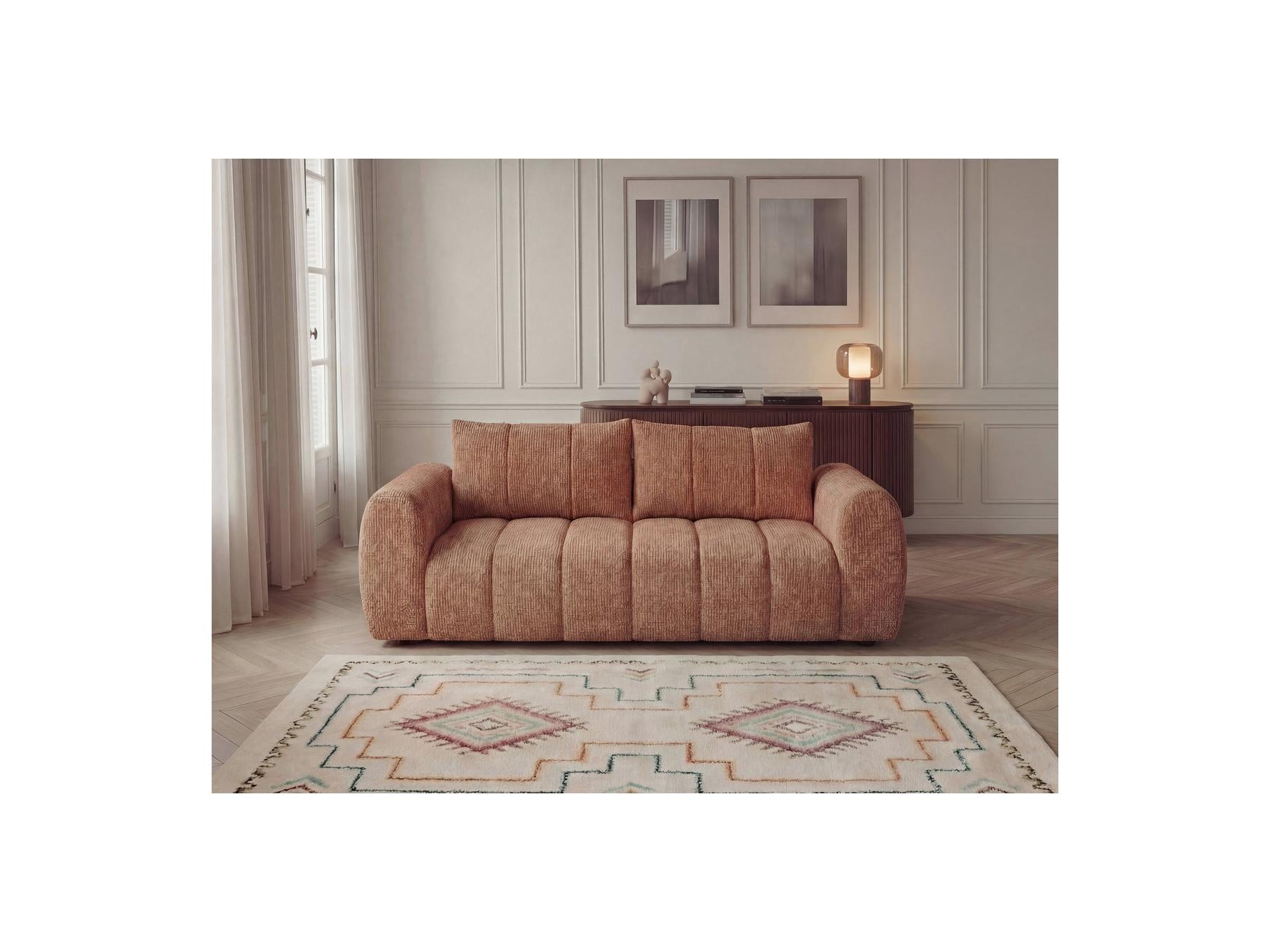 Nesty - Fixed Straight 3-Seater Sofa - Mottled Fabric