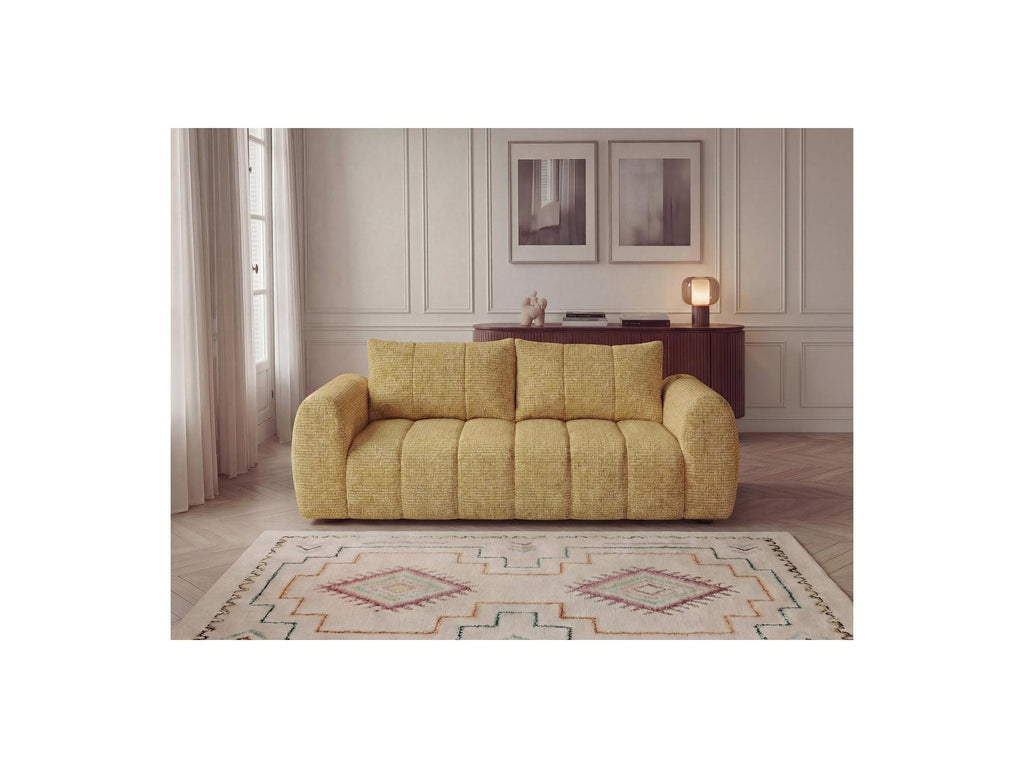 Nesty - Fixed Straight 3-Seater Sofa - Mottled Fabric