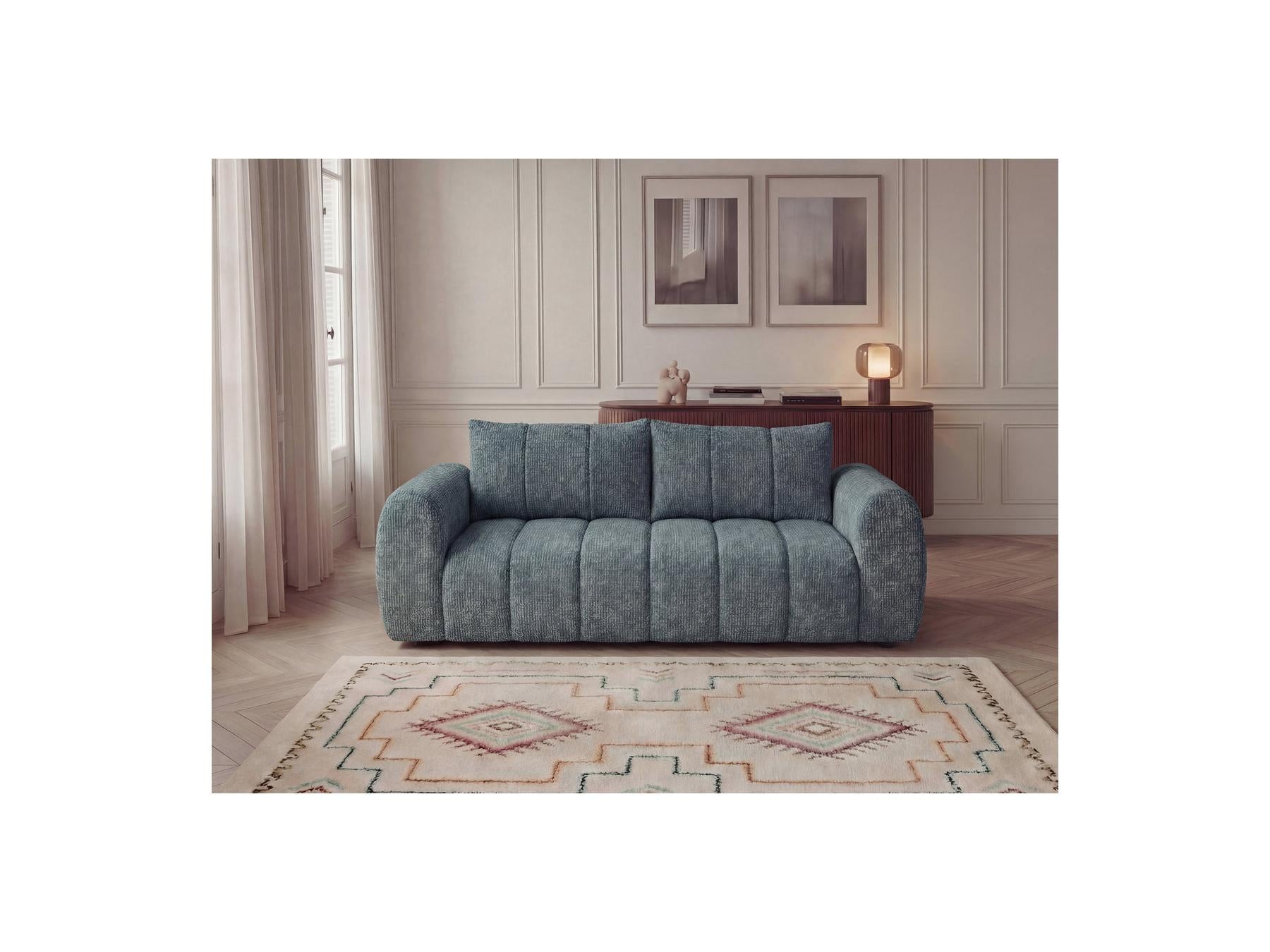 Nesty - Fixed Straight 3-Seater Sofa - Mottled Fabric