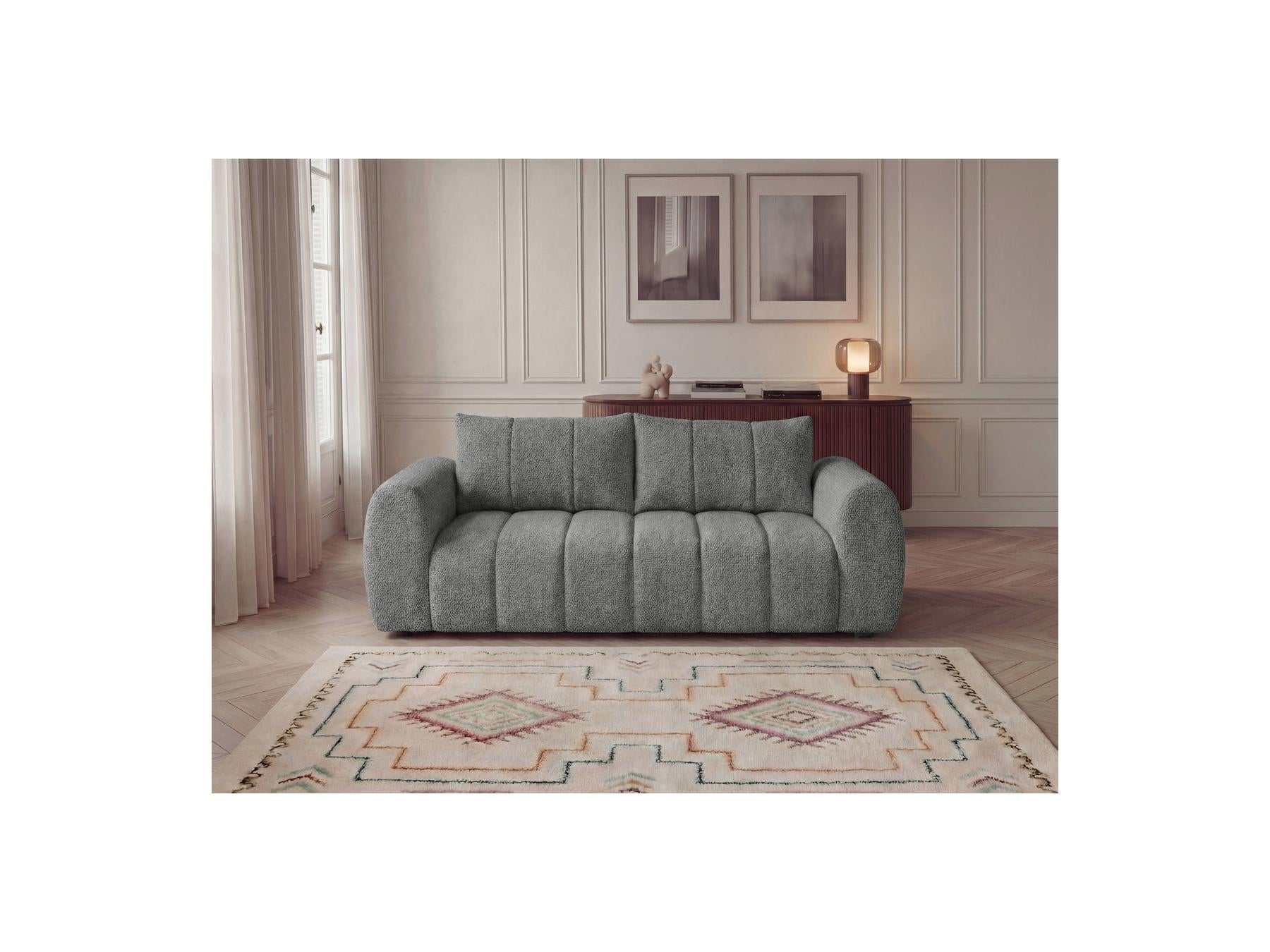 Nesty - Fixed Straight 3-Seater Sofa - Mottled Fabric