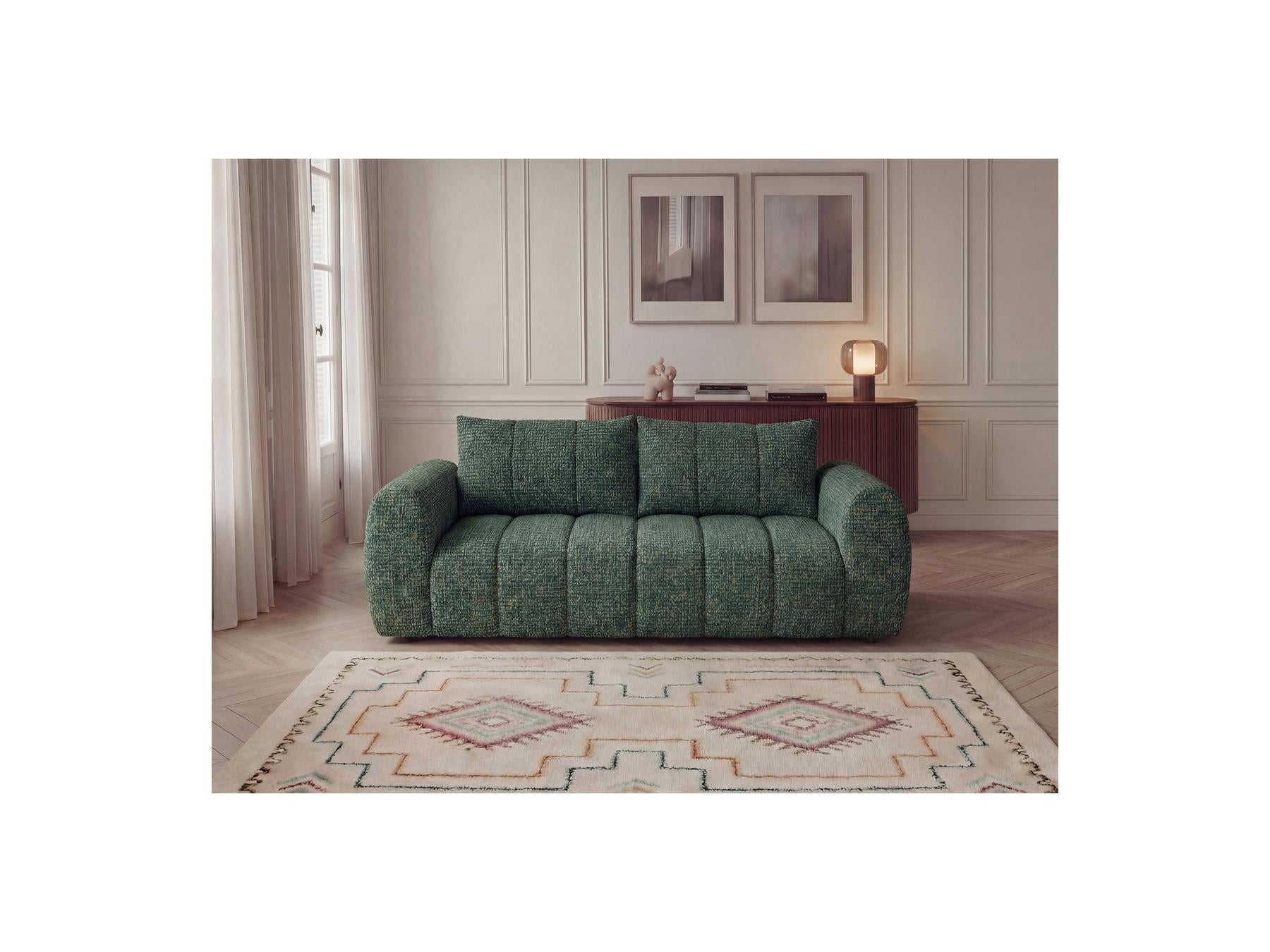 Nesty - Fixed Straight 3-Seater Sofa - Mottled Fabric
