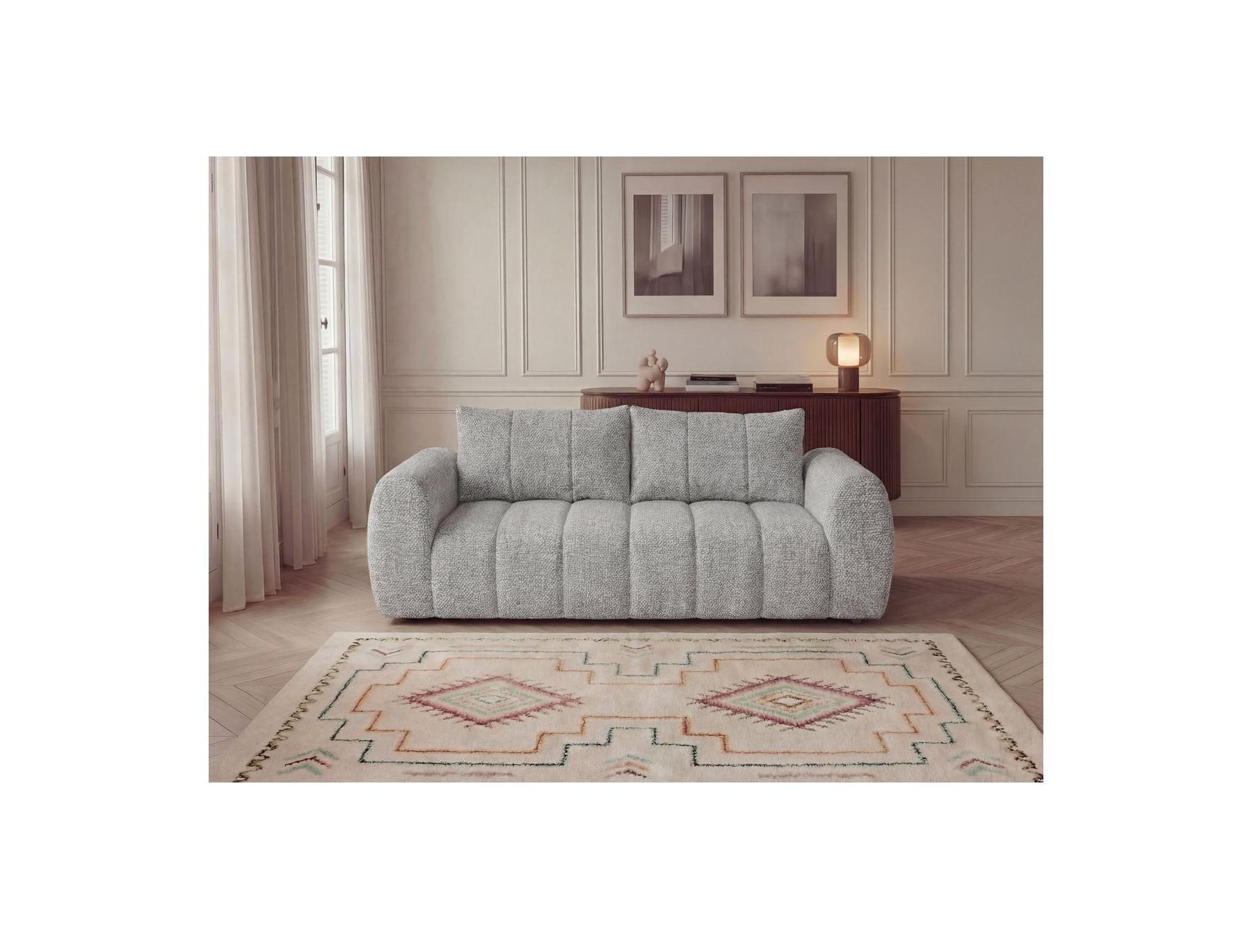 Nesty - Fixed Straight 3-Seater Sofa - Mottled Fabric