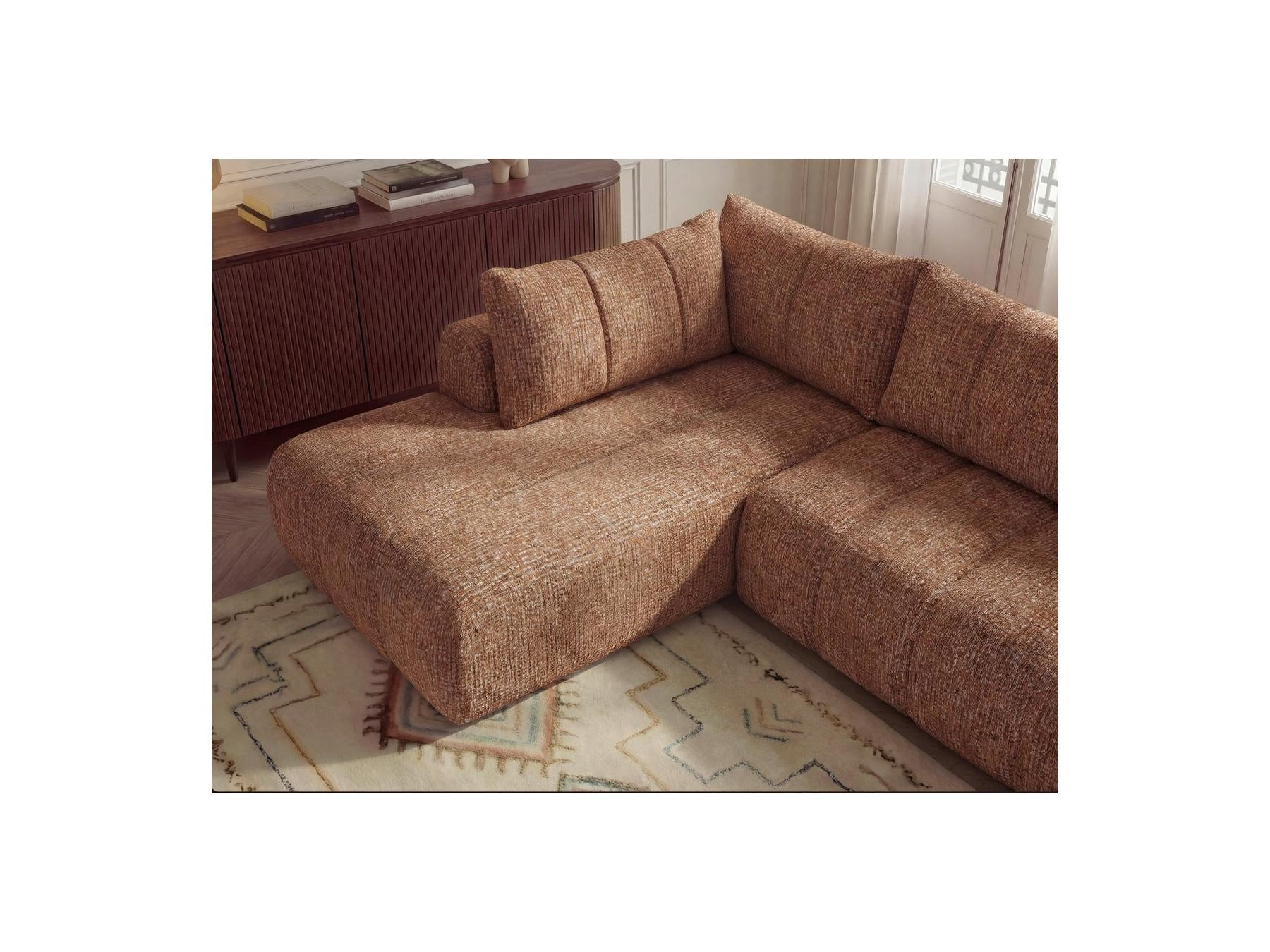 Nesty - Fixed Panoramic Sofa - Textured Fabric - Right-Hand Corner