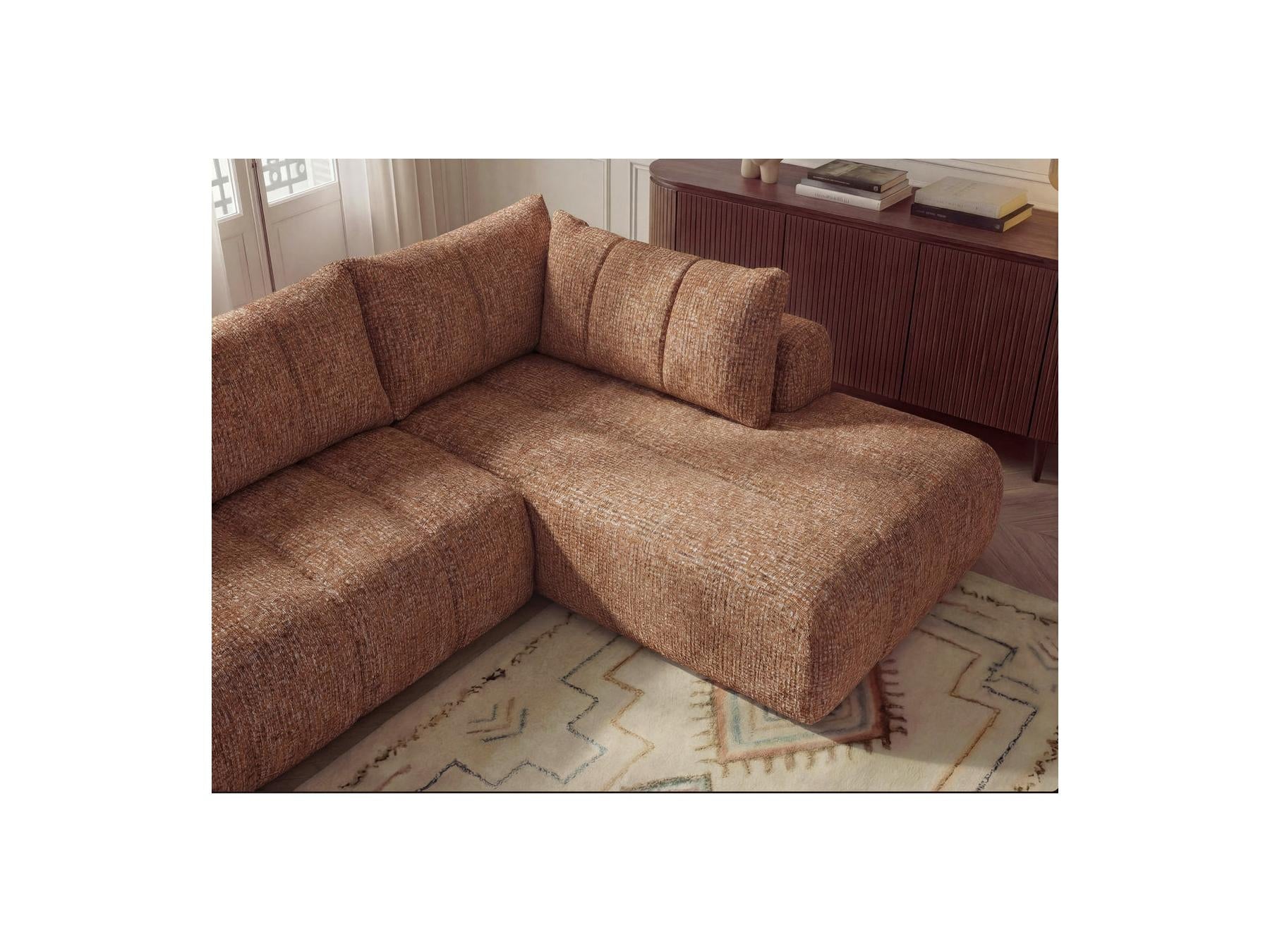 Nesty - Fixed Panoramic Sofa - Textured Fabric - Left-Hand Corner