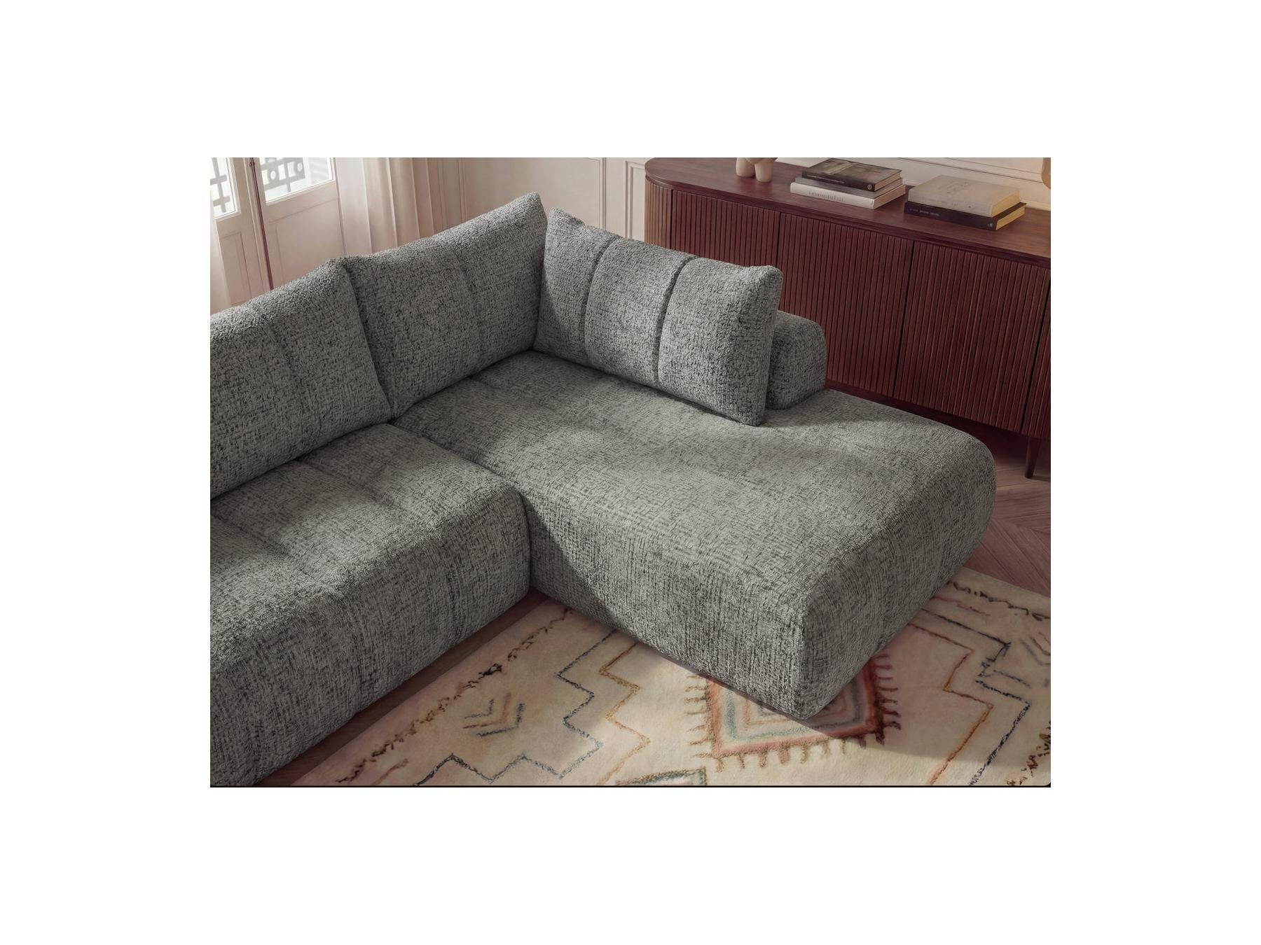 Nesty - Fixed Panoramic Sofa - Textured Fabric - Left-Hand Corner