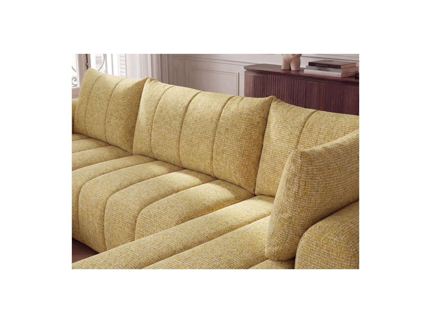 Nesty - Fixed Panoramic Sofa - Textured Fabric - Left-Hand Corner