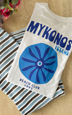 Mykonos T-Shirt - White and Blue