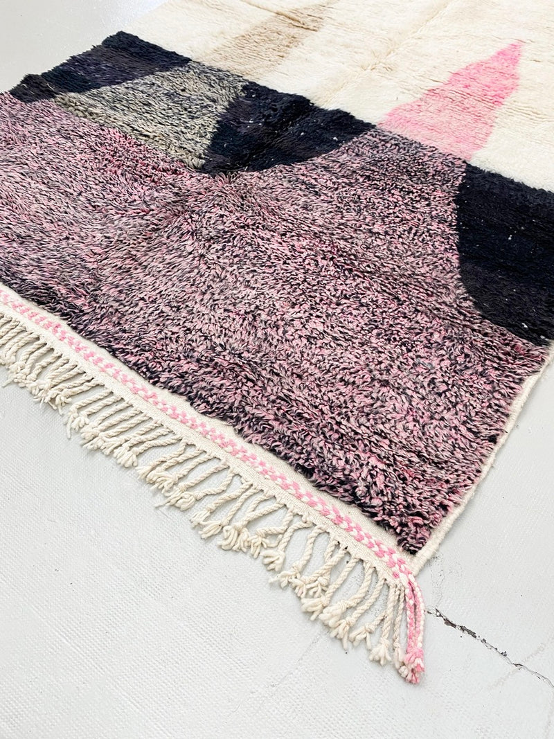 Tapis Berbère Marocain Beni Ouarain - Ecru À Motifs Colorés