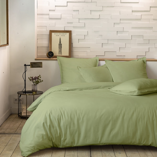 Mura - Juego de Cama Completo - 100% Percal de Algodón - Salvia