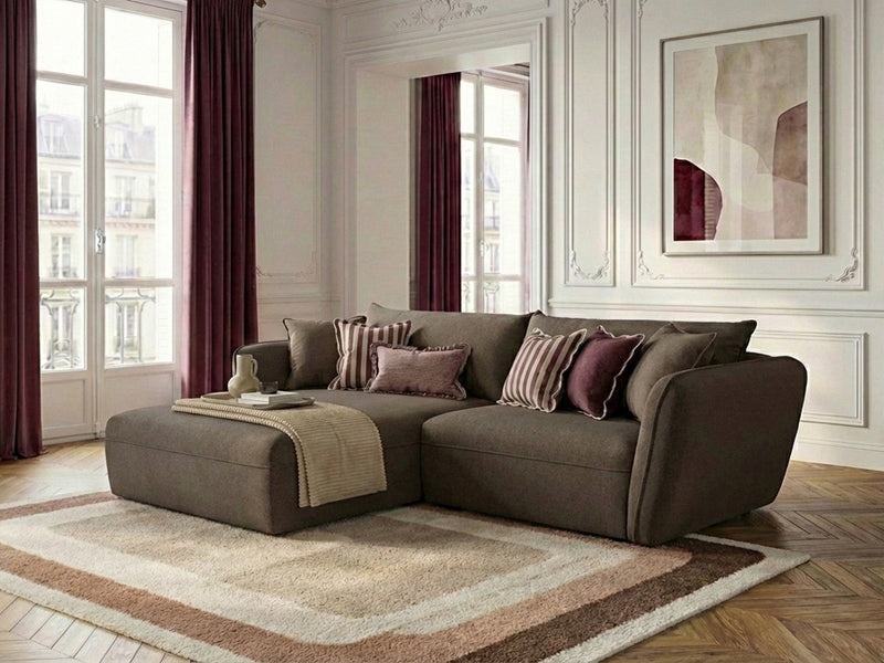 Luigi - Canapé D'Angle Fixe - Tissu Lisse - Angle Gauche