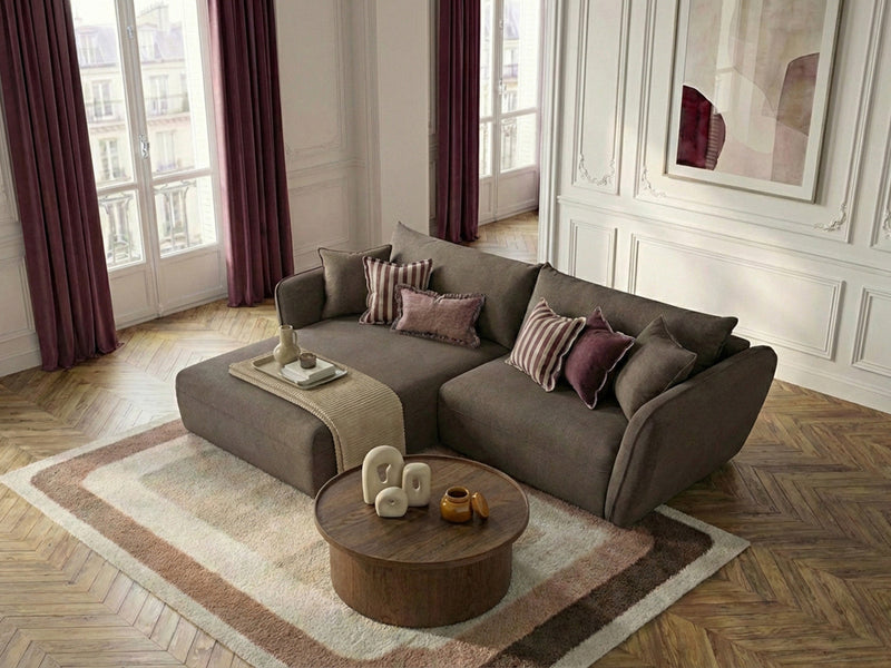 Luigi - Canapé D'Angle Fixe - Tissu Lisse - Angle Gauche