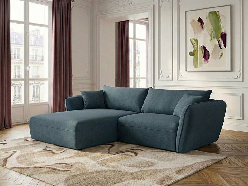 Luigi - Canapé D'Angle Fixe - Tissu Lisse - Angle Gauche