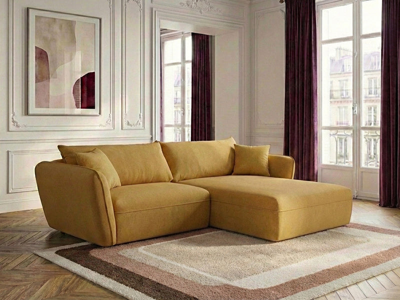 Luigi - Canapé D'Angle Fixe - Tissu Lisse - Angle Droit