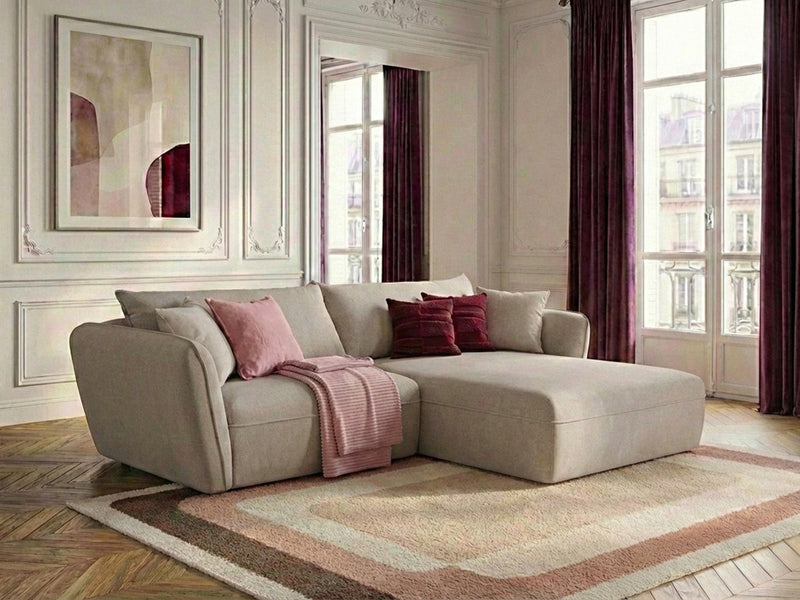 Luigi - Canapé D'Angle Fixe - Tissu Lisse - Angle Droit