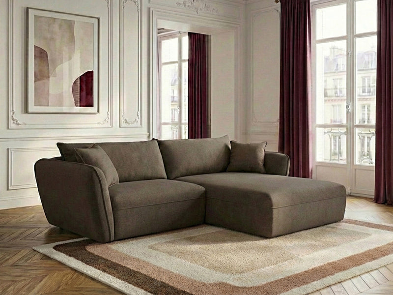 Luigi - Canapé D'Angle Fixe - Tissu Lisse - Angle Droit