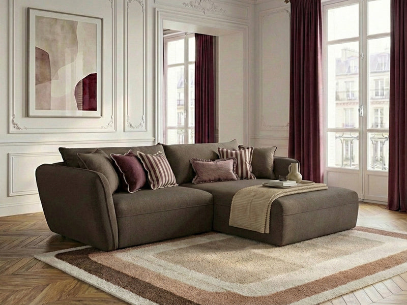 Luigi - Canapé D'Angle Fixe - Tissu Lisse - Angle Droit