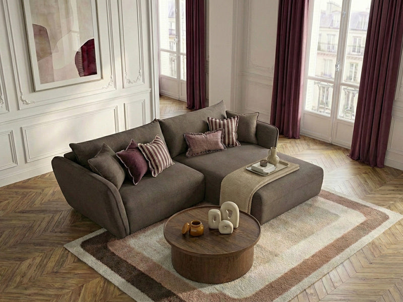 Luigi - Canapé D'Angle Fixe - Tissu Lisse - Angle Droit