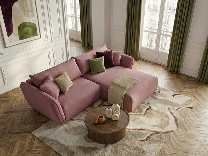 Luigi - Canapé D'Angle Fixe - Tissu Lisse - Angle Droit