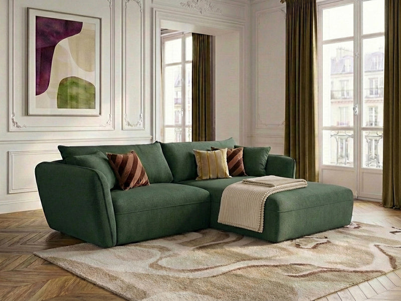 Luigi - Canapé D'Angle Fixe - Tissu Lisse - Angle Droit