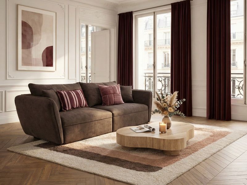 Luigi - Canapé Droit Fixe 3 Places - Tissu Lisse