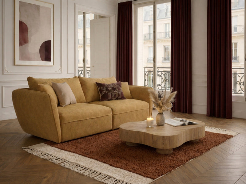 Luigi - Canapé Droit Fixe 3 Places - Tissu Lisse