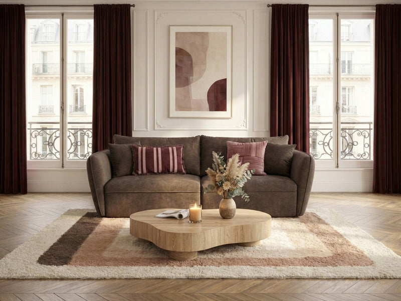 Luigi - Canapé Droit Fixe 3 Places - Tissu Lisse