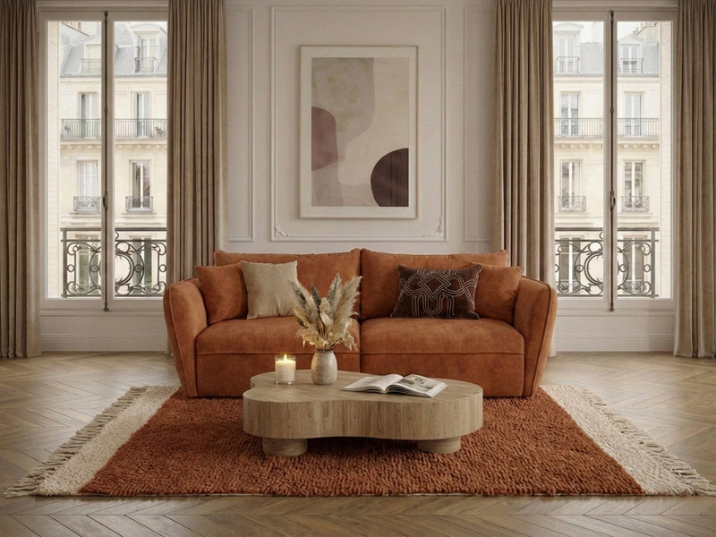 Luigi - Canapé Droit Fixe 3 Places - Tissu Lisse