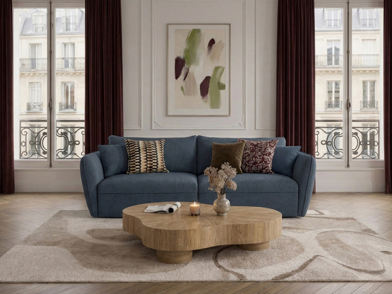 Luigi - Canapé Droit Fixe 3 Places - Tissu Lisse