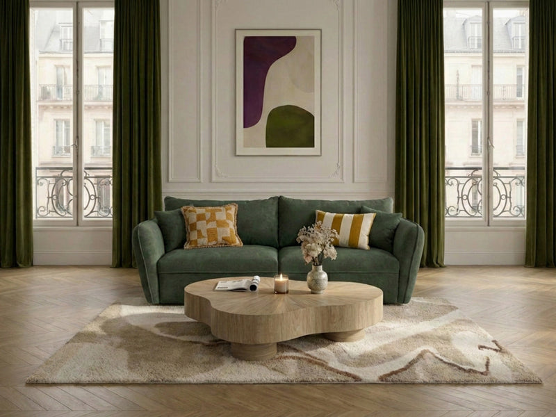 Luigi - Canapé Droit Fixe 3 Places - Tissu Lisse